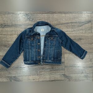 Gap 5T Jean Jacket Dark Blue Denim Stretch Girls Spring Snap Closure